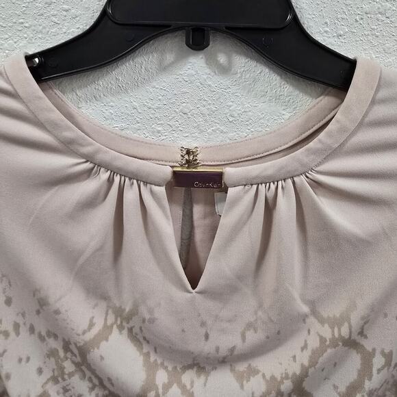 Calvin Klein Animal Print Blouse Womens Long Sleeve Draped Front Top Casual S - Picture 5 of 14